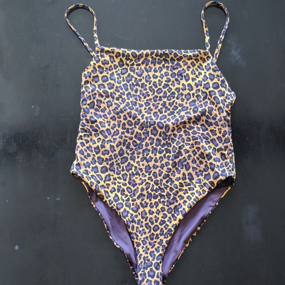 Cheetah print one-piece bathing suit